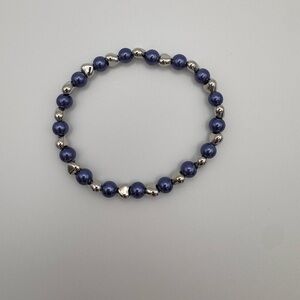 Chic Blue and Silver Beaded Bracelet